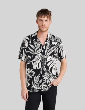 Pure Edition- Chemise REGULAR noire LENZING™ ECOVERO™ fleurs tropicales Homme