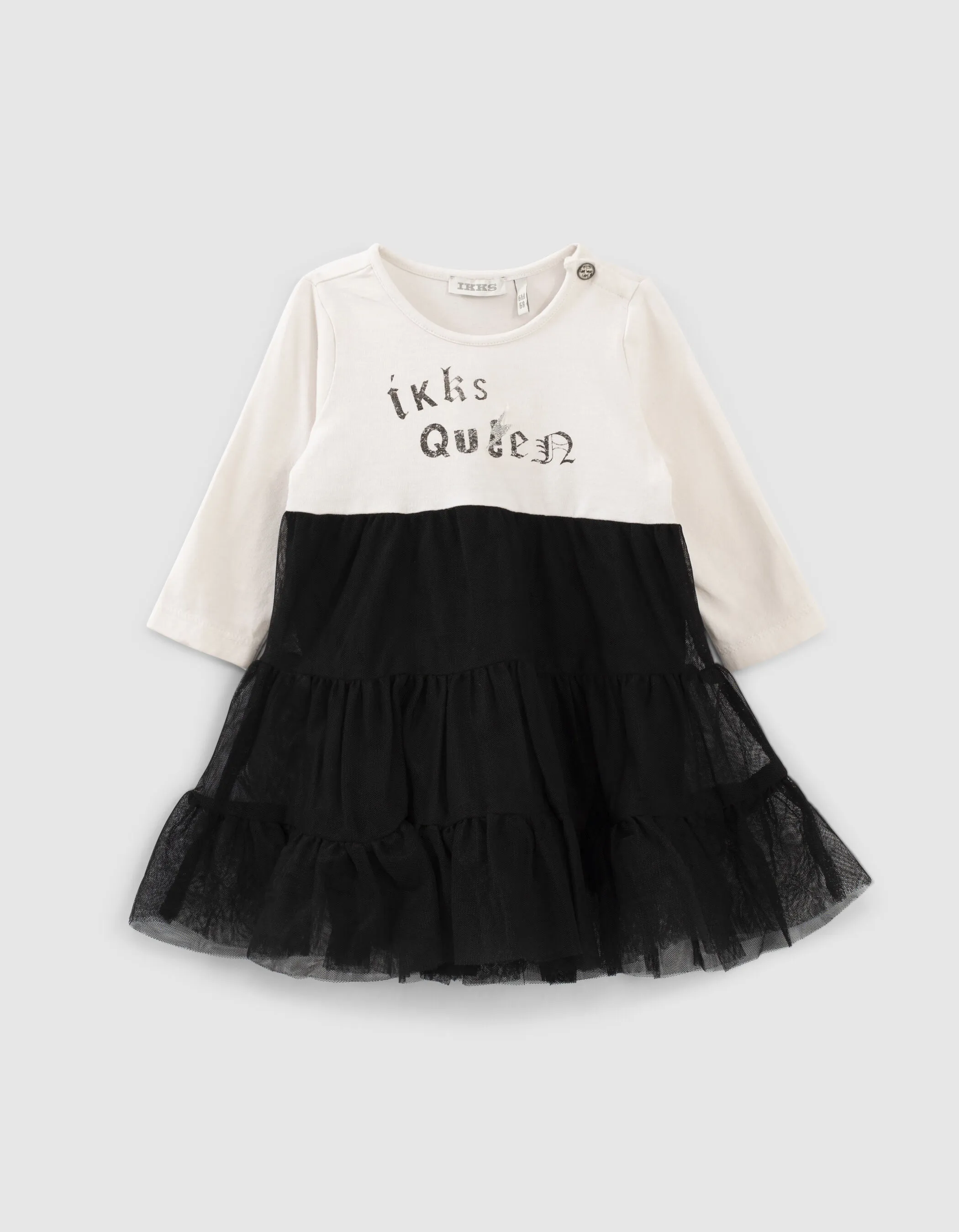 Robe blanc cassé bi matière avec tutu rock bébé fille