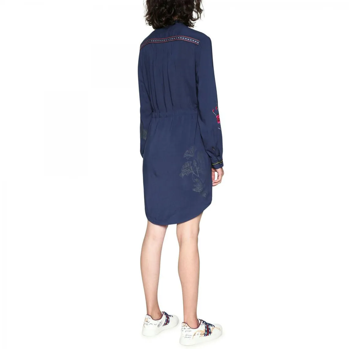 Robe chemise fantaisie manches longues - Bleu Marine | 3 Suisses