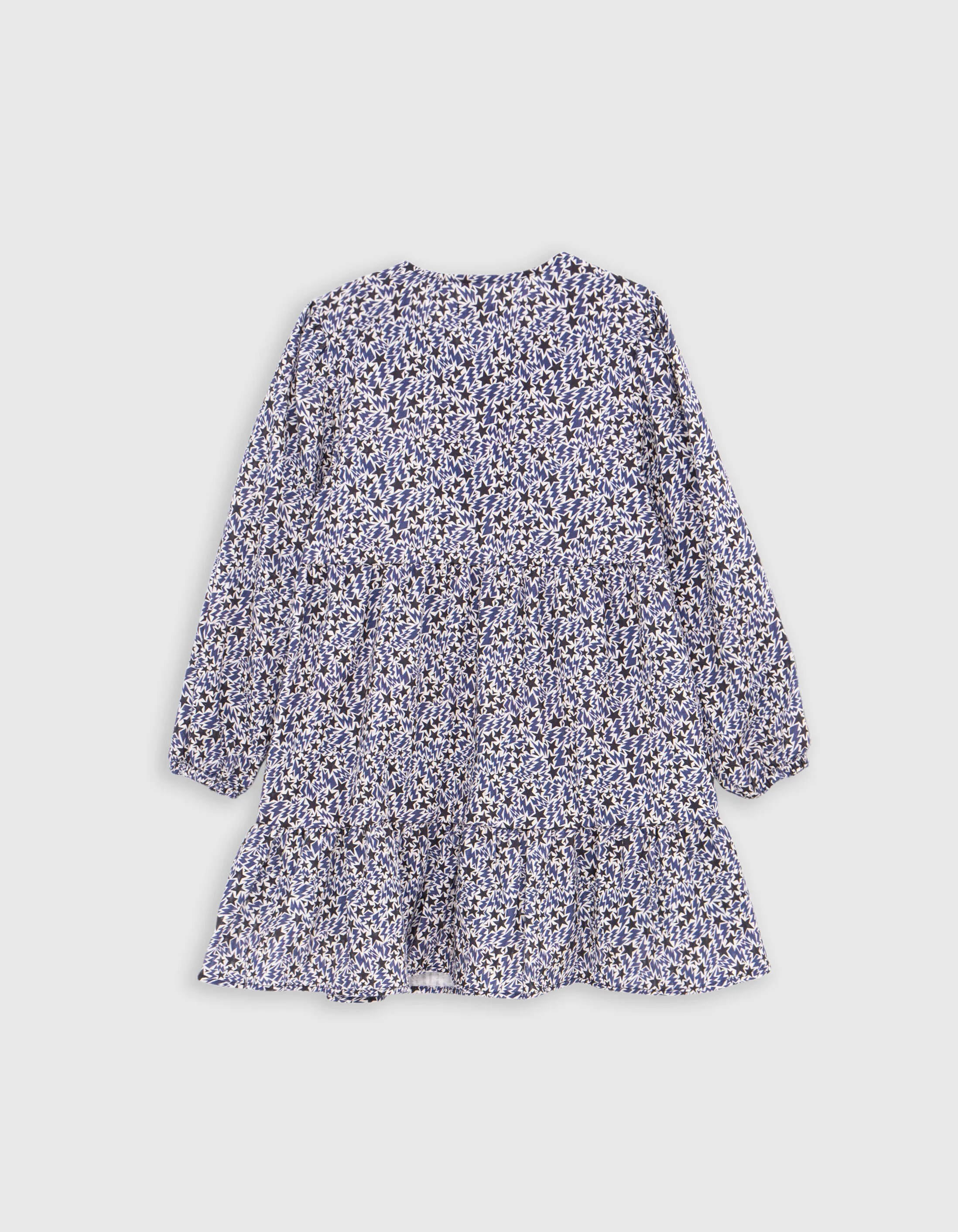 Robe écrue coton bio imprimé étoiles-éclairs fille