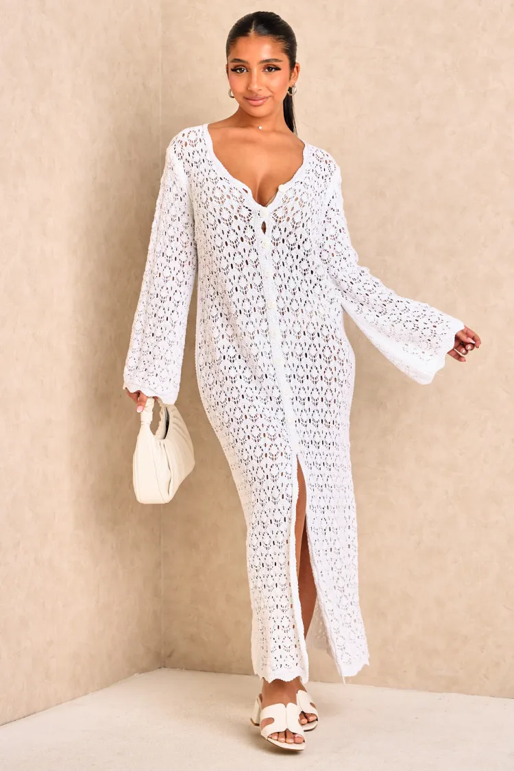 Robe long en crochet blanc