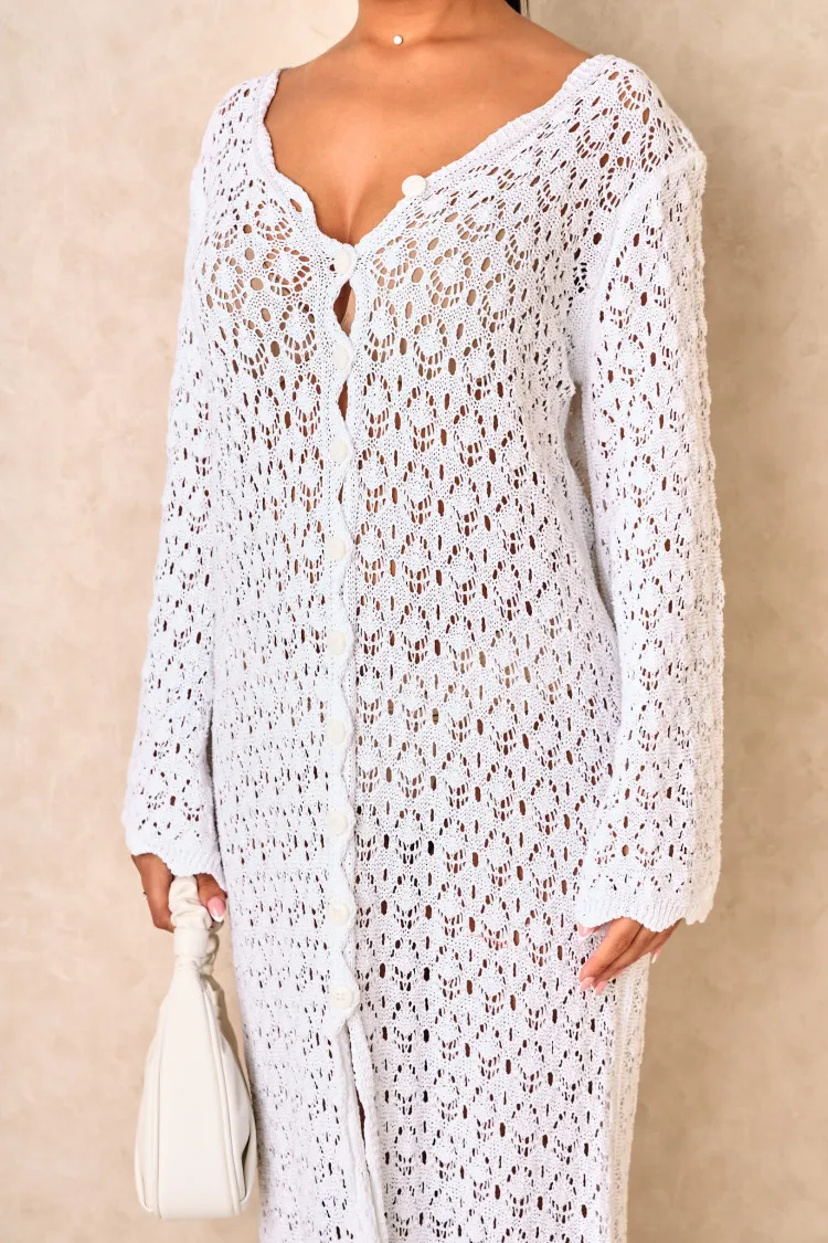 Robe long en crochet blanc