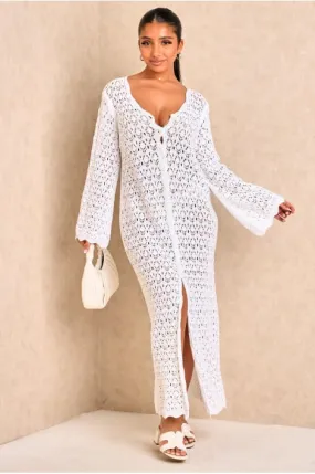 Robe long en crochet blanc