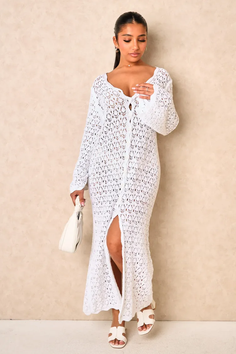 Robe long en crochet blanc