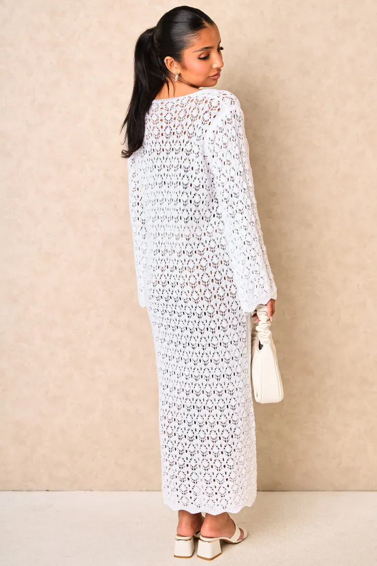 Robe long en crochet blanc