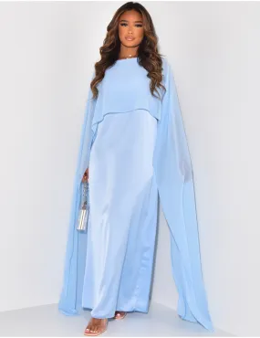 Robe longue sans manche en satin à voile au col / 53515 - JEANS INDUSTRY