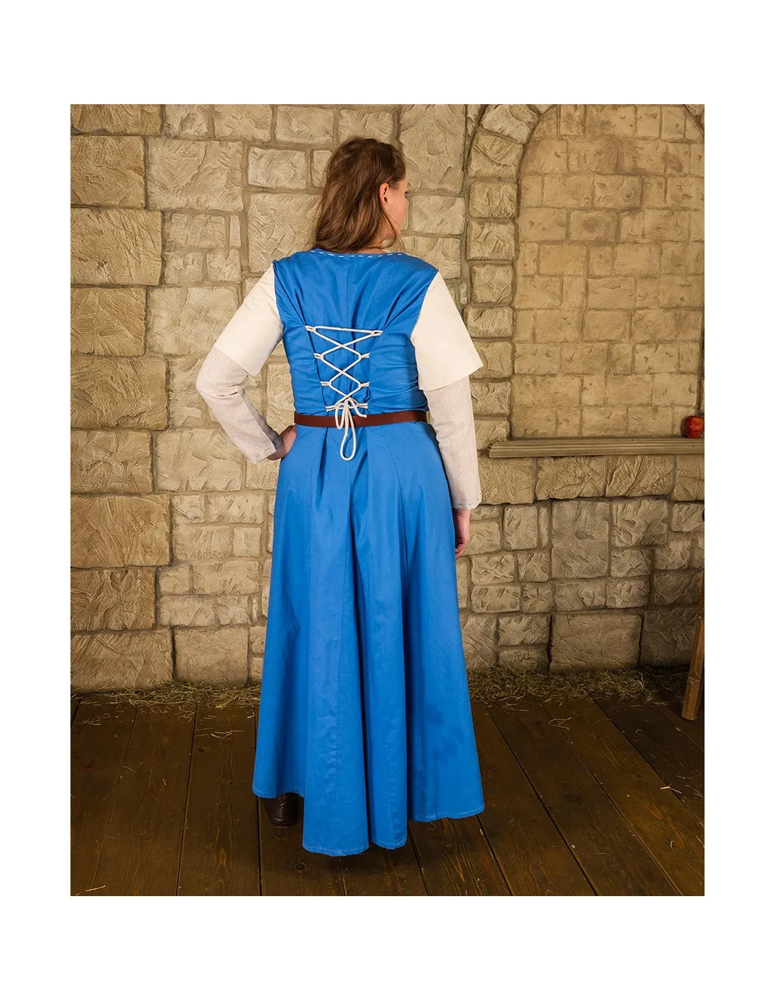 Robe médiévale modèle Elodie, bleu-crème ⚔️ Boutique Épées