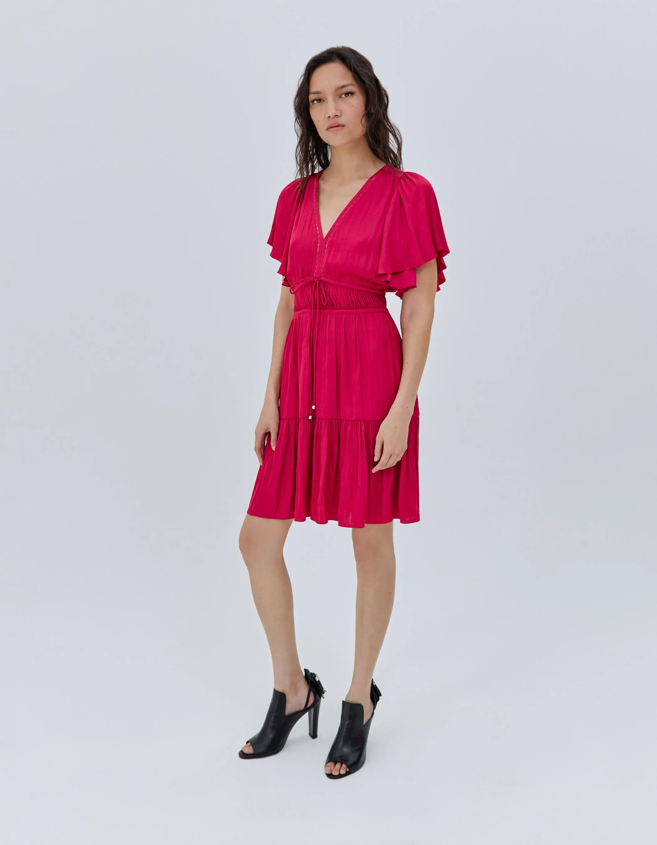 Robe volantée fushia acidulé femme