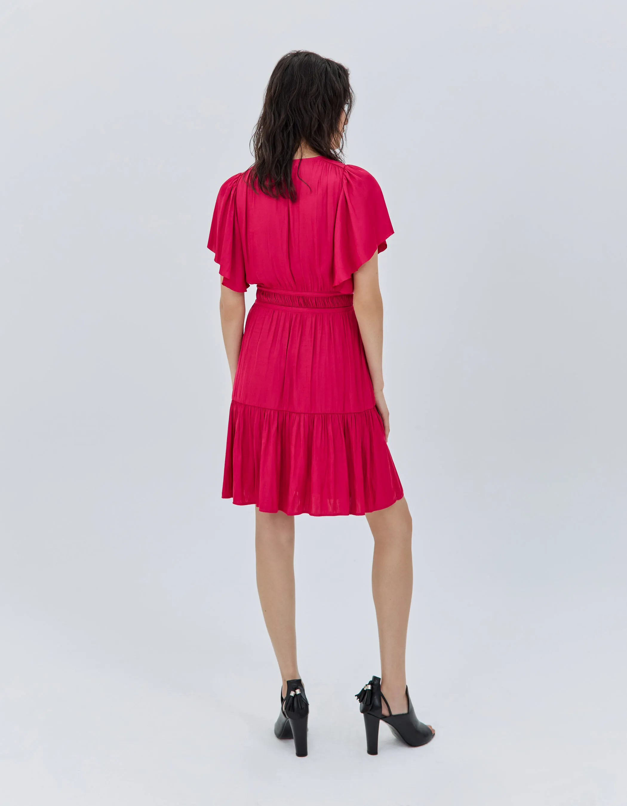 Robe volantée fushia acidulé femme