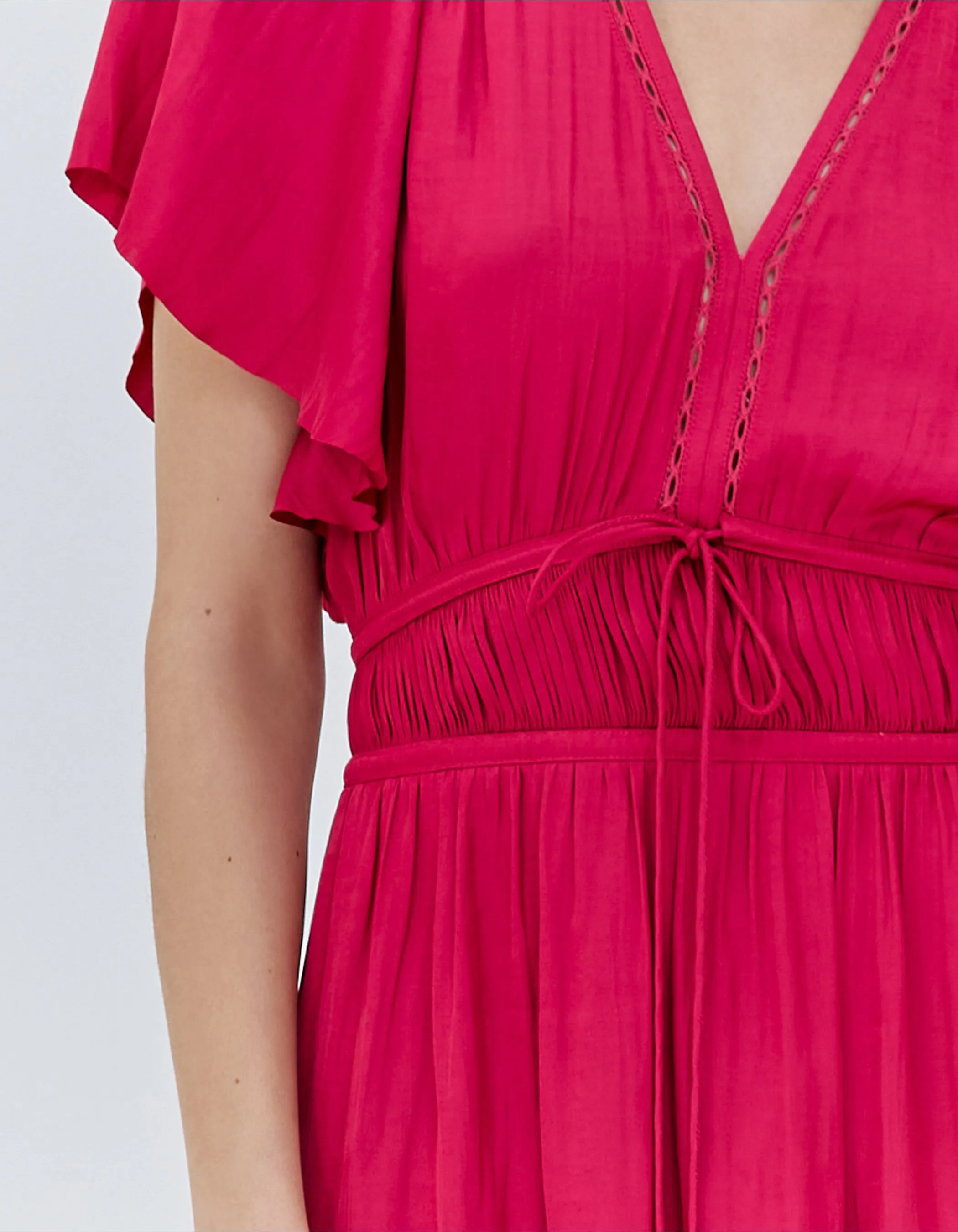 Robe volantée fushia acidulé femme