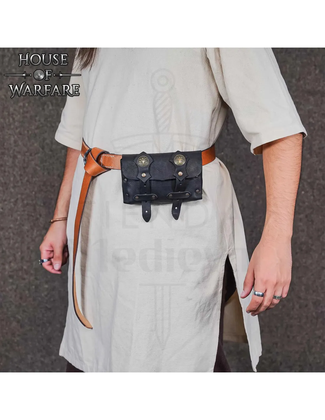 Sac ceinture Northern Adventurer en cuir - noir ⚔️ Boutique Épées