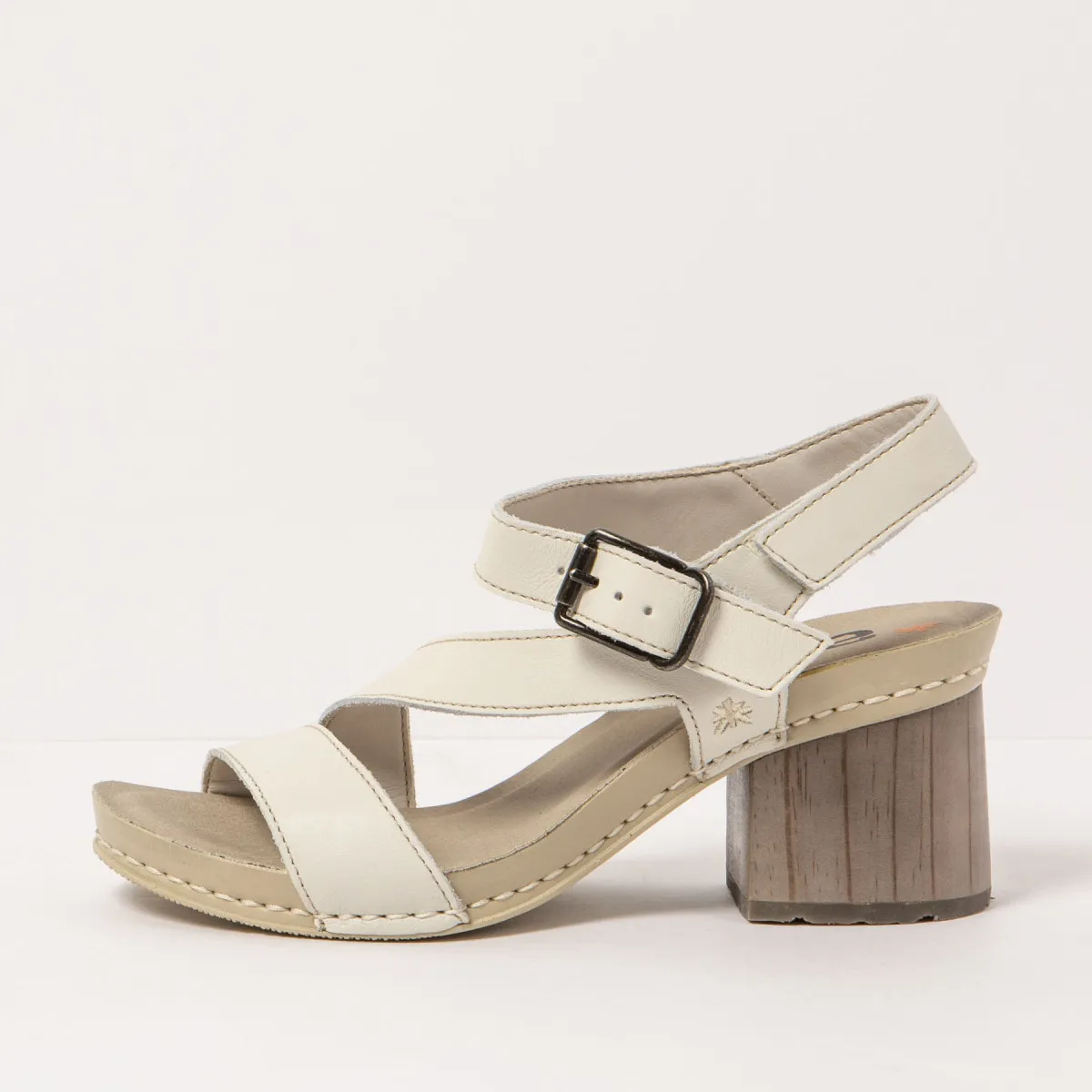 Sandales à talon multi brides en cuir - Beige