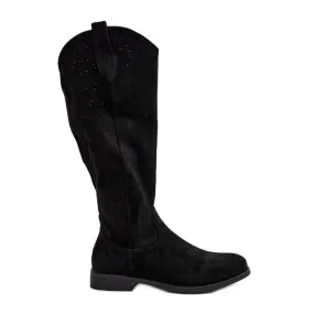 S.barski HY66-132 Bottes ajourées pour femme, noir le noir