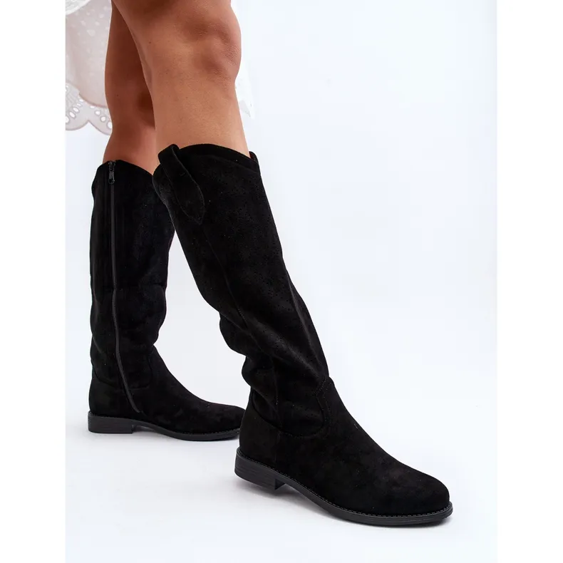 S.barski HY66-132 Bottes ajourées pour femme, noir le noir