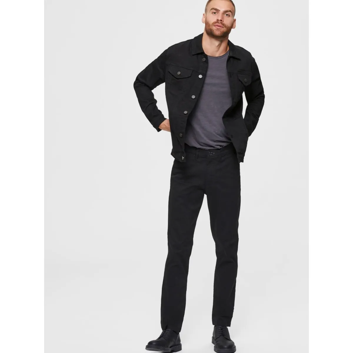 Selected homme - Pantalon chino ajusté noir