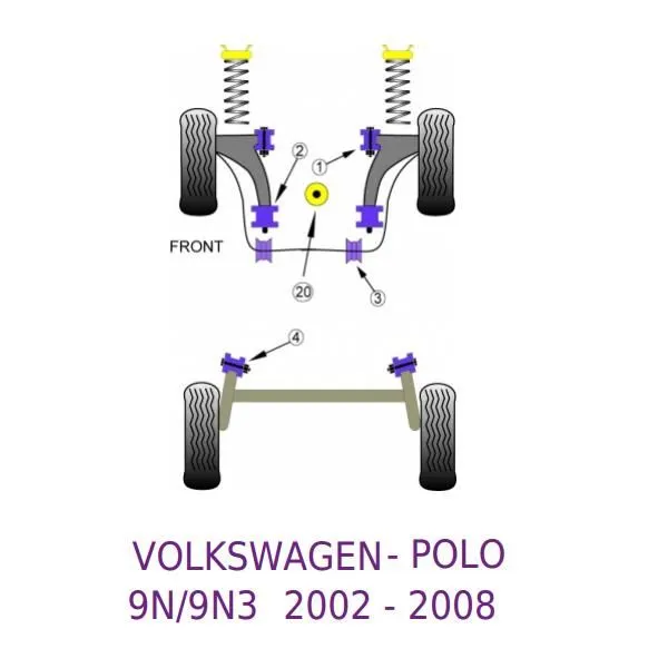 Silent blocs POWERFLEX Standard pour SEAT Ibiza III ou VOLKSWAGEN Polo IV Arrière triangle avant n°2