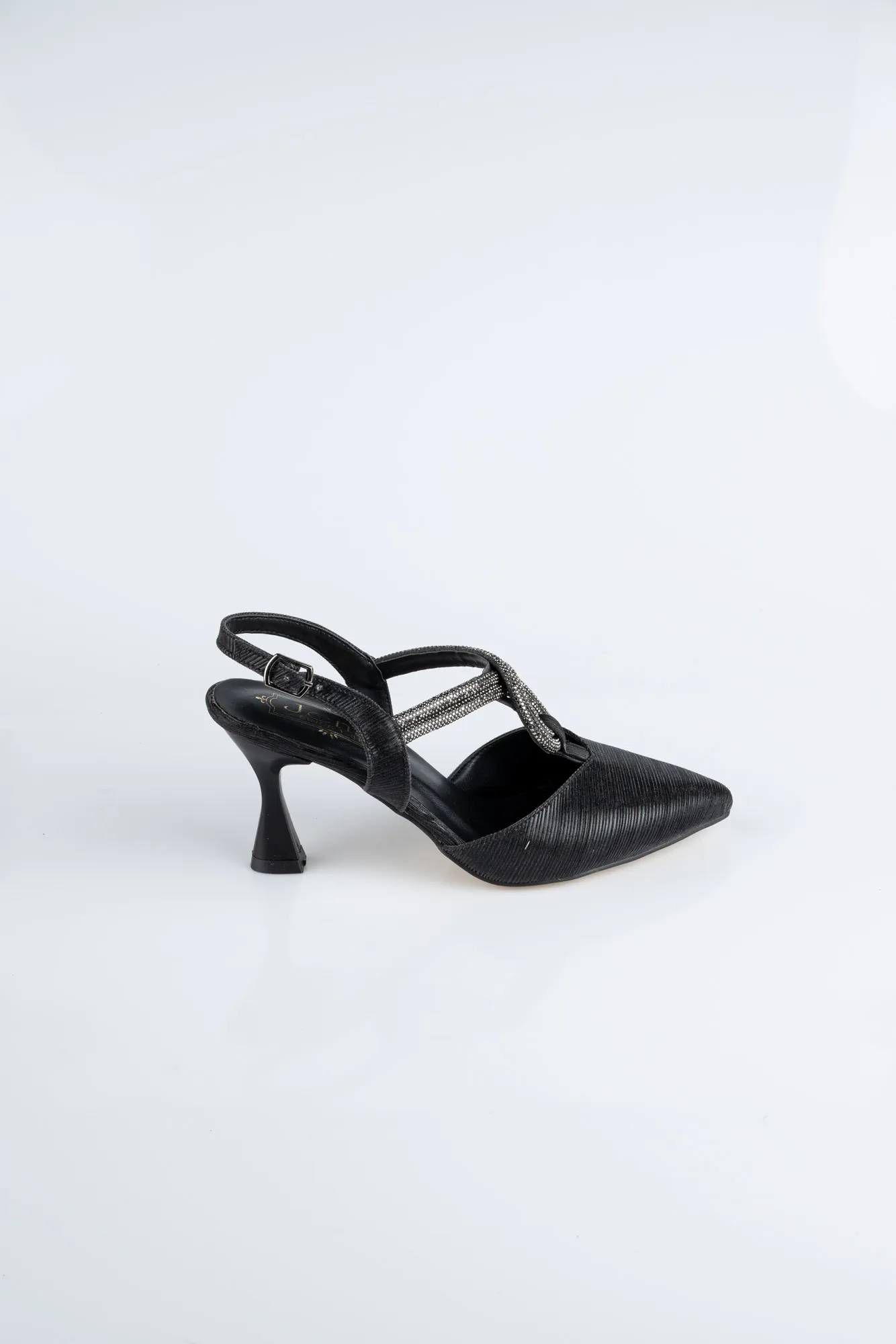 Stiletto Coupe Au Laser Noir MJL5161