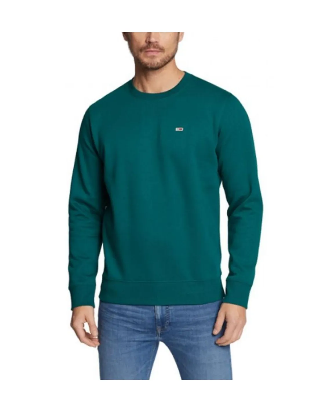 Sweat homme Tommy Jeans Ref 57431 L6O Dark Turf Green