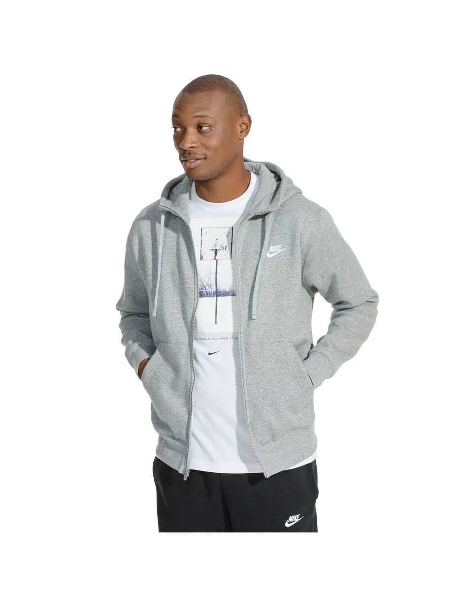 Sweatshirt homme M NSW CLUB HOODIE FZ BB Gris