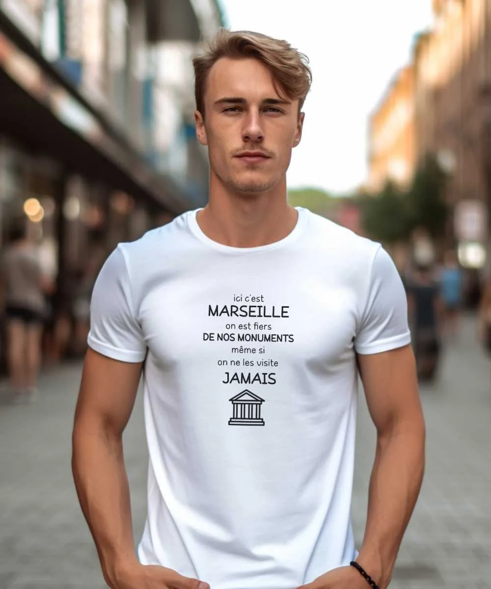 T-Shirt Ici c'est Marseille on est fiers de nos monuments même si on ne les visite jamais