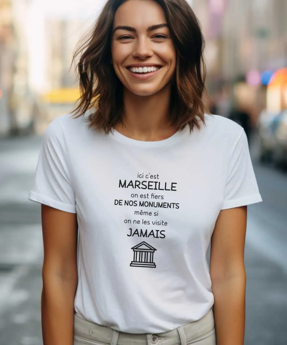 T-Shirt Ici c'est Marseille on est fiers de nos monuments même si on ne les visite jamais