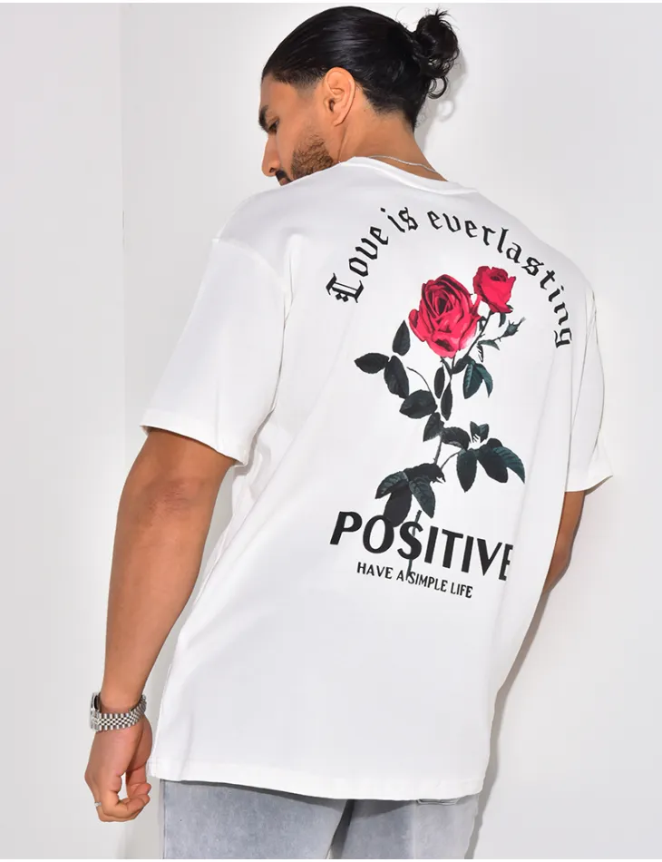 T-shirt "Positive" motifs rose / 61119 - JEANS INDUSTRY