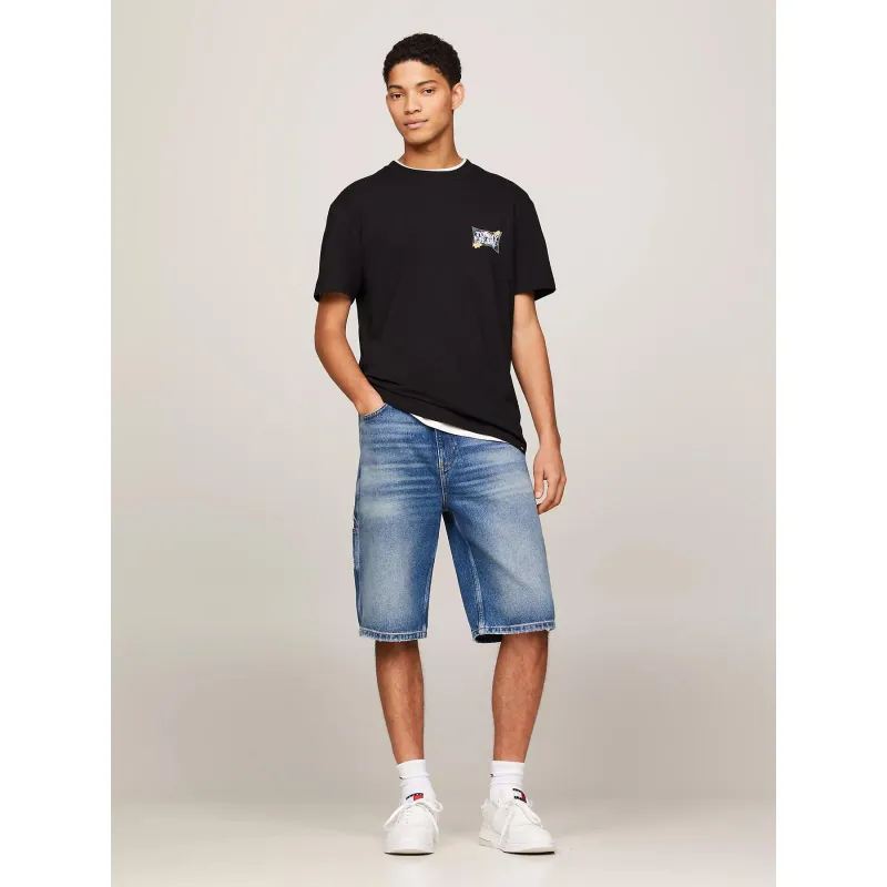 T-shirt regular logo à fleurs noir homme - Tommy Jeans | wimod