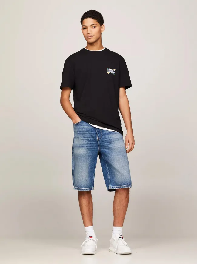 T-shirt regular logo à fleurs noir homme - Tommy Jeans | wimod