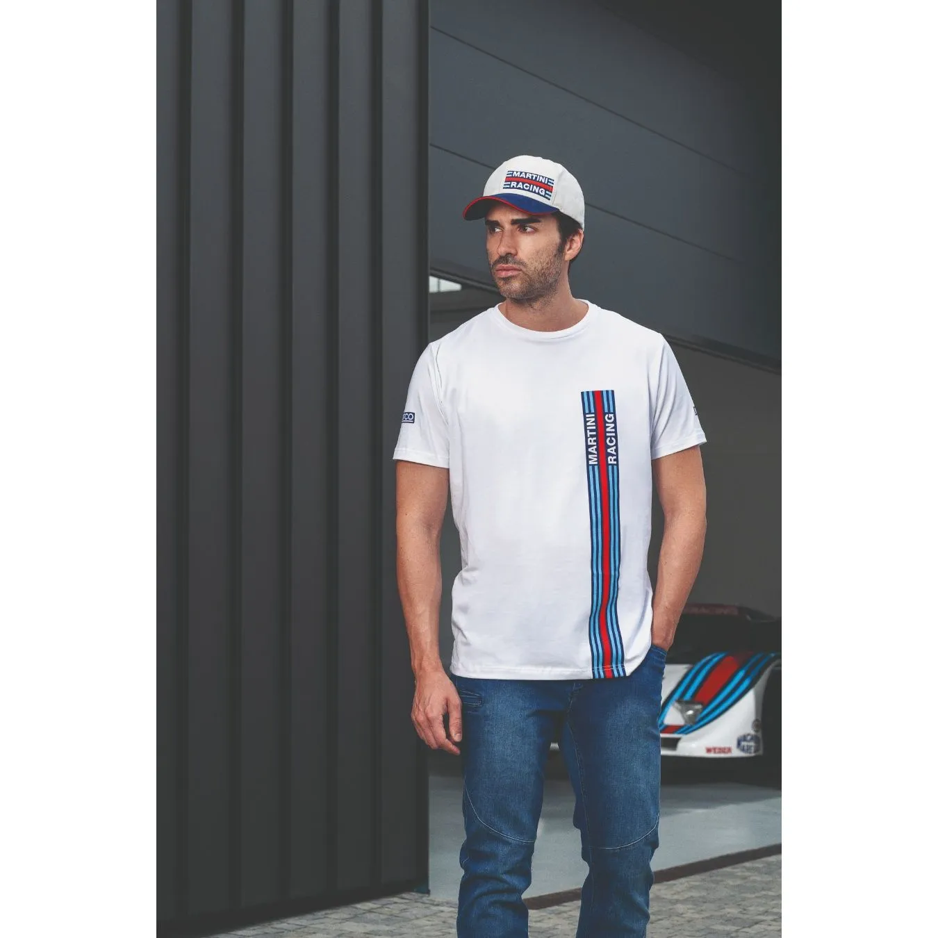 T-Shirt SPARCO MARTINI RACING Stripes blanc pour homme