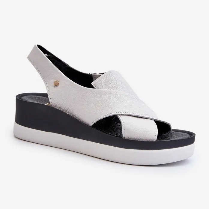 Zazoo 40256 Sandales compensées en cuir, blanc blanche