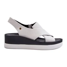 Zazoo 40256 Sandales compensées en cuir, blanc blanche